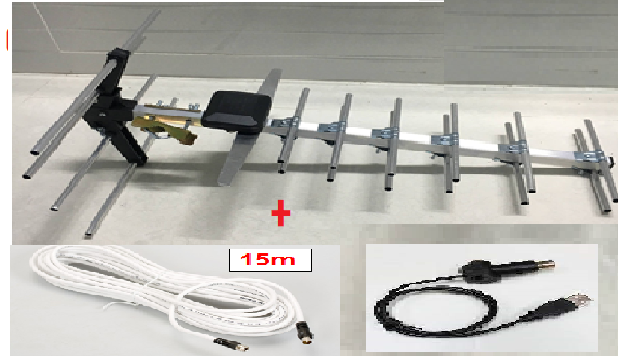 Trọn bộ anten tv mặt đất + 15m dây + dây cấp nguồn anten