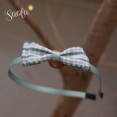 Băng Đô Bờm Cài Tóc Đính Nơ Họa Tiết Caro Dễ Thương Phong Cách Hàn Quốc Cho Bé - SAOLA KIDS - HB002