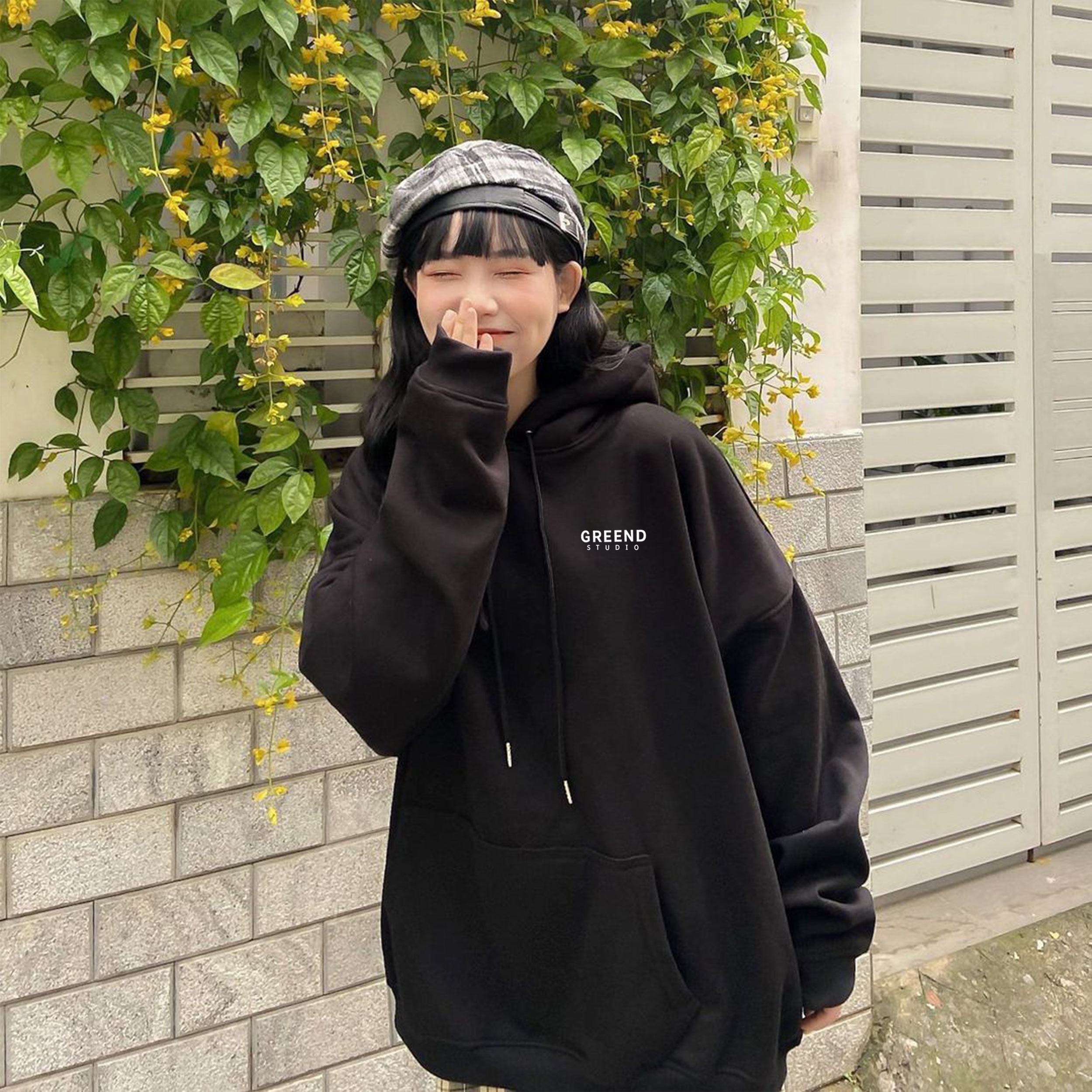 Hoodie nỉ bông unisex basic typo greend design 2021 hd03