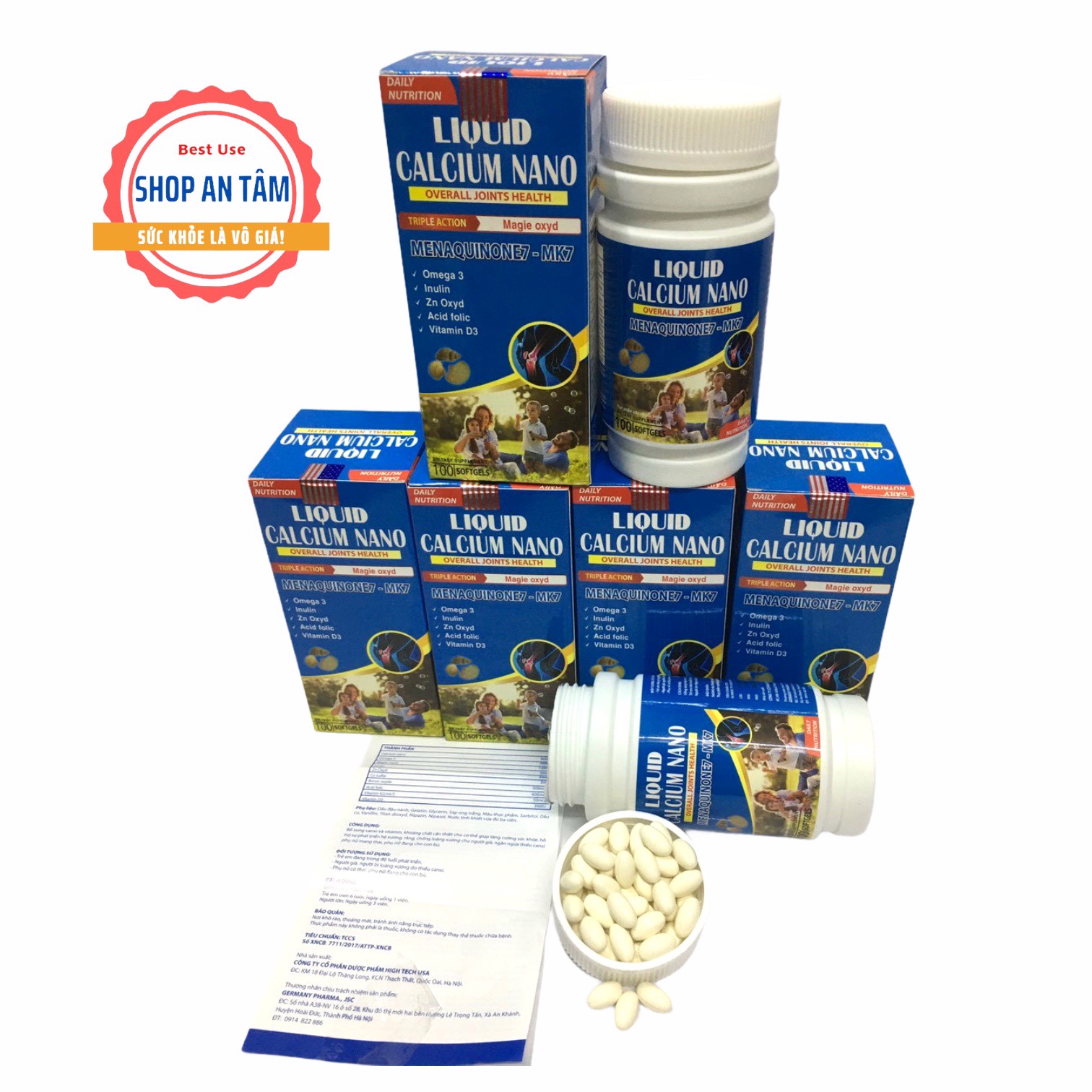 Liquid Calcium NANO - BỔ SUNG CANXI, chống còi xương, loãng sương (Hộp 100 viên)