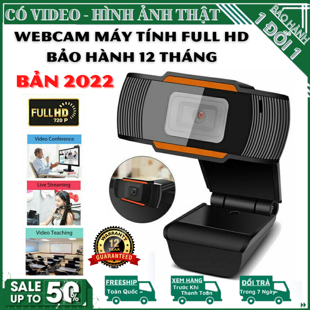 Webcam Máy Tính - Camera Full HD 720Hp tích hợp Micro hỗ trợ học trực tuyến - Bảo Hành 12 Tháng,webcam máy tính có mic