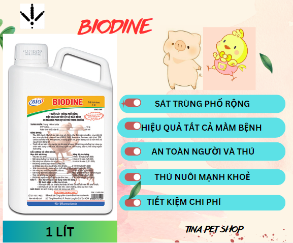[HCM]BIODINE 1L. Sát trùng chuồng trại hiệu quả cao với tất cả mầm bệnh. An toàn cho người và thú