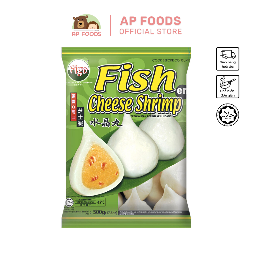 Chả cá nhân phô mai tôm figo malaysia 500g - fish cheese shrimp - viên thả lẩu malaysia