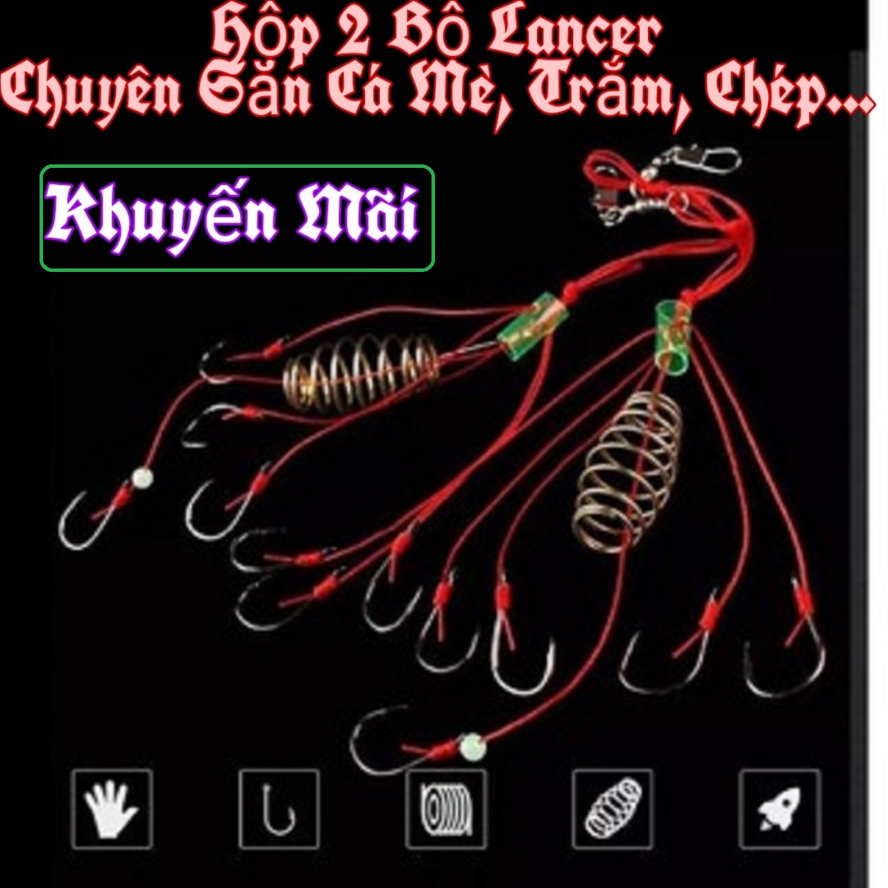 Hộp 2 Bộ Lưỡi Lăng Xê Lò Xo (Lancer) Câu Cá Mè, Cá Chép, Cá Rô Phi, Cá Chép...- Đồ Câu 247