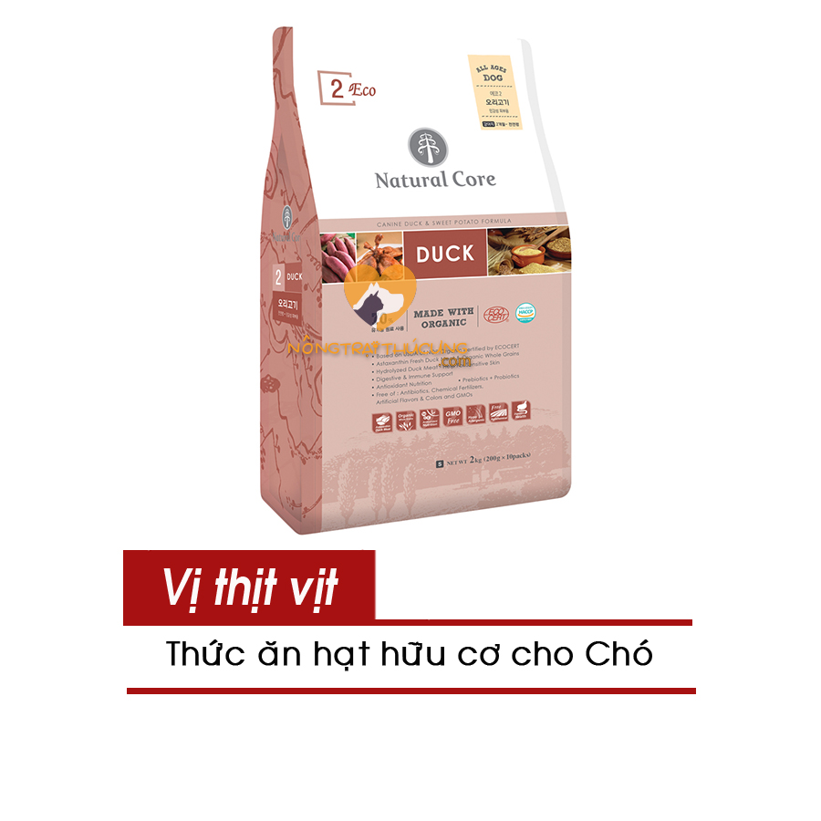 Thức ăn hạt hữu cơ cho chó natural core eco-2 - vị thịt vịt -
