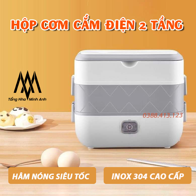 [LOẠI XỊN] Hộp cơm cắm điện văn phòng - 2 Tầng 4 Bát Inox cao cấp - Giữ nhiệt hâm nóng và tự nấu chín thức ăn - Cặp lồng đựng cơm - Cà mèn giữ nhiệt - Hàng chính hãng