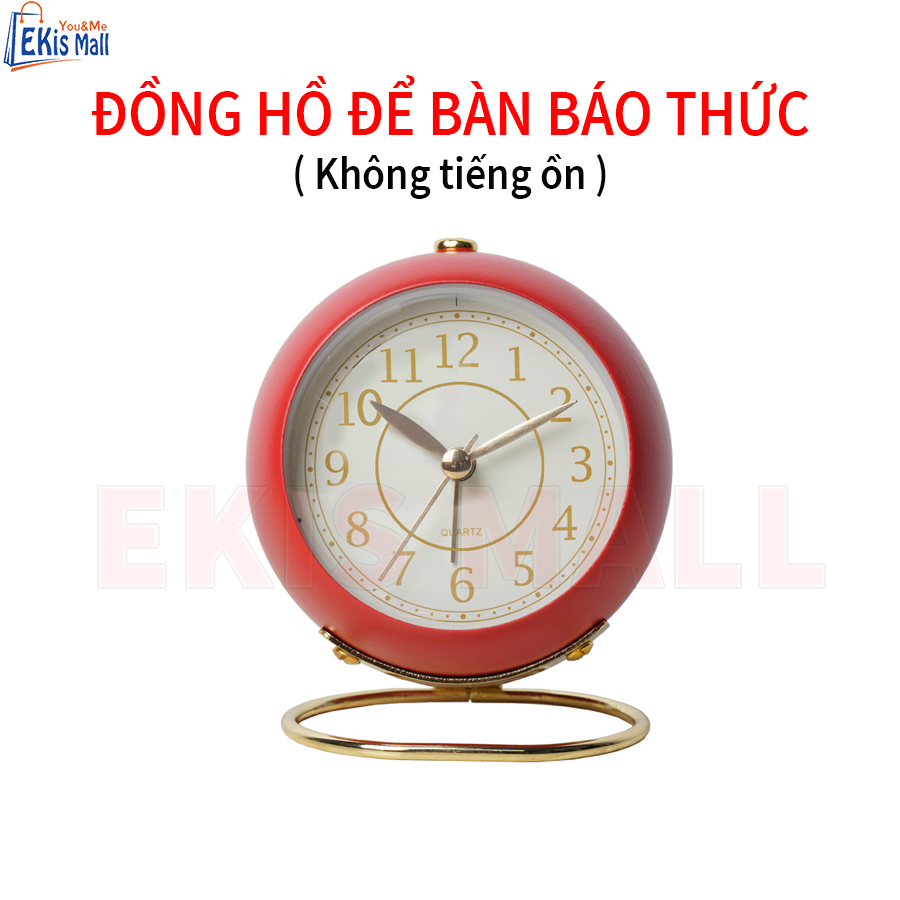 Đồng hồ để bàn báo thức phòng ngủ kim trôi không tiếng động sang trọng cao cấp Đồng hồ báo thức để bàn chạy pin có đèn bảo vệ giấc ngủ cho gia đình