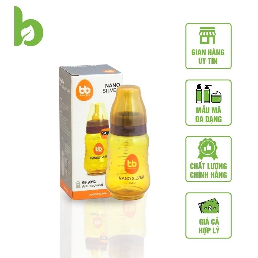 Bình sữa nano silver baby one bb diệt khuẩn tráng bạc, tiêu độc, khử mùi hôi, phòng chống các bệnh tiêu chảy