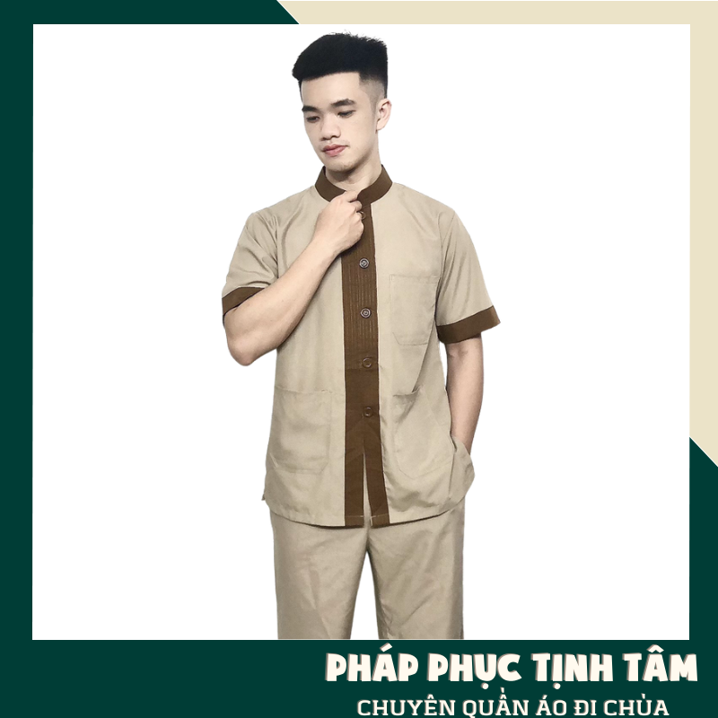 Quần Áo Đi Chùa Bộ Nam Cộc Tay Cao Cấp Lịch Sự Chất Vải Dày Dặn Mềm Mịn Mặc Rất Mát Và Thoải Mái