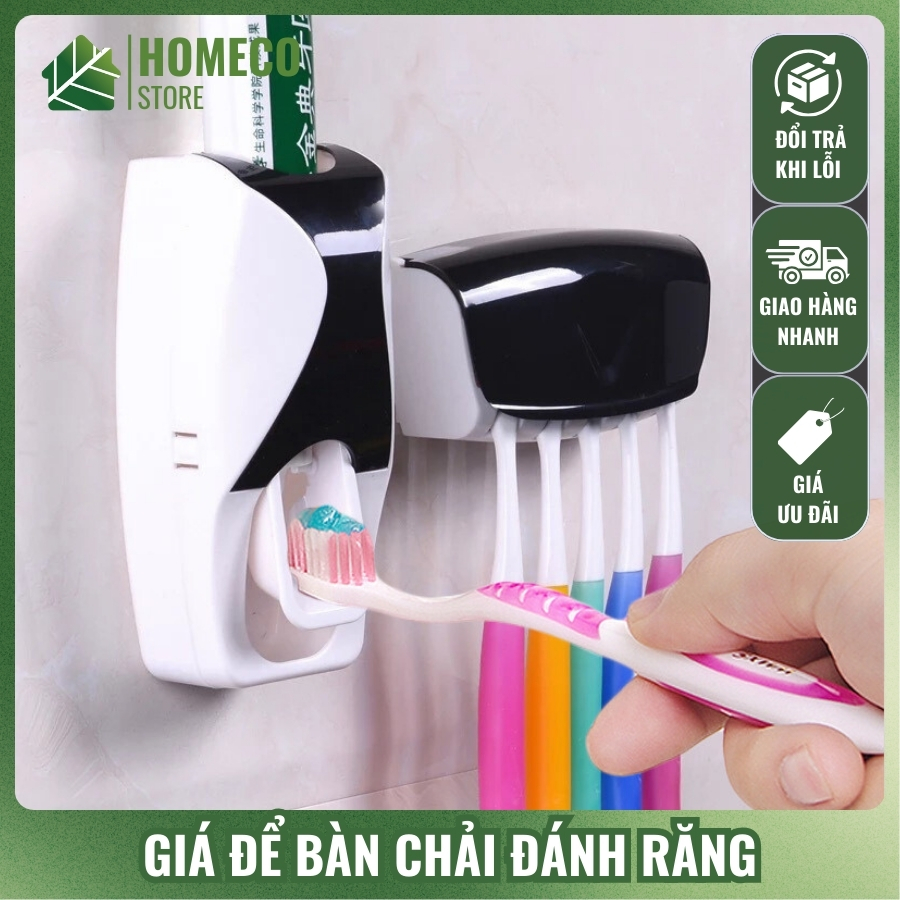 Giá để bàn chải đánh răng Homeco có nắp chống bụi, kệ nhả kem đánh răng dán tường, dễ dàng tháo rời và vệ sinh