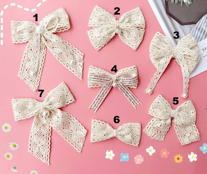 Kẹp tóc nơ xinh xắn, dễ thương (màu kem)