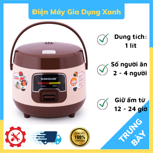 Nồi cơm nắp gài Sunhouse 1 lít SHD8208C TRƯNG BÀY 97-99% Dung tích nồi cơm điện 1 lít đáp ứng đủ nhu cầu nấu cơm cho gia đình từ 2 - 4 người.