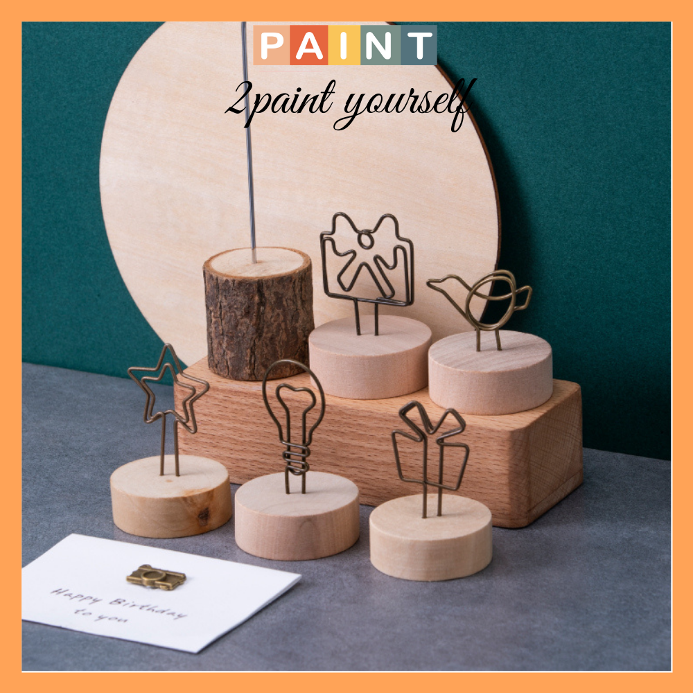 Kẹp gỗ, kẹp gắn ảnh đế gỗ decor, trang trí để bàn, treo postcard, stiker, thiệp hoa khô