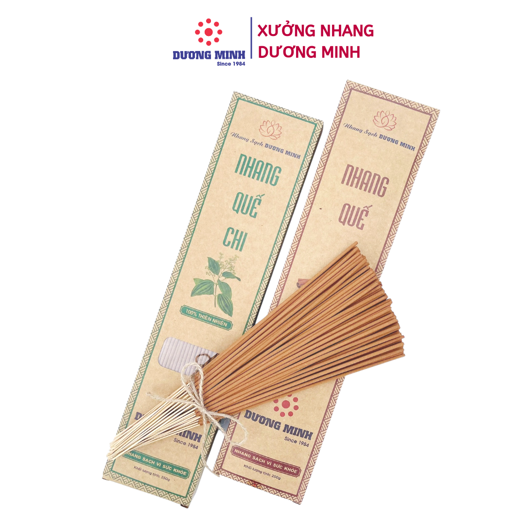 Nhang Quế Dương Minh 40cm hương nhang sạch 100% thành phần organic nhang thơm hương quế sạch tự nhiên không hóa chất