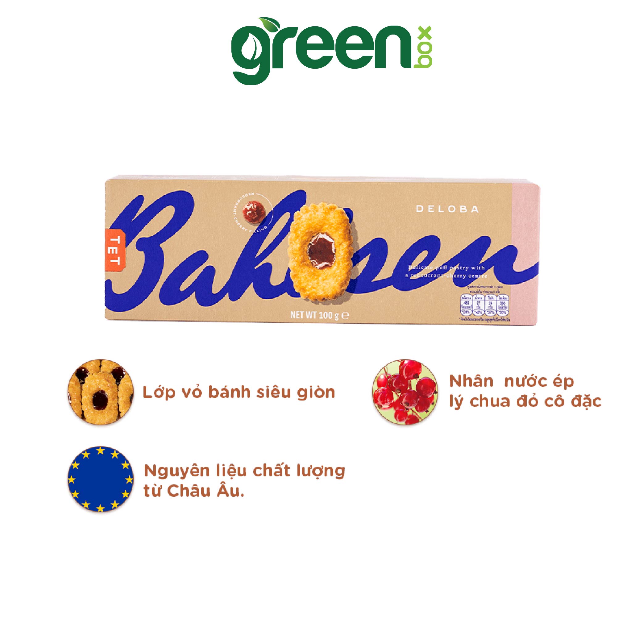 Bánh phồng giòn nhân lý chua đỏ Bahlsen 100g