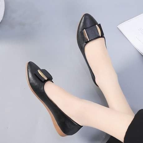 Giày búp bê da mềm đế cao su êm chân cao 2p