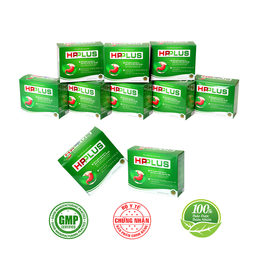 Combo 10 hộp - dạ dày hp plus giảm viêm dạ dày - lành loét dạ dày - ức chế vi khuẩn hp dạ dày - giảm nguy cơ ung thư dạ dày