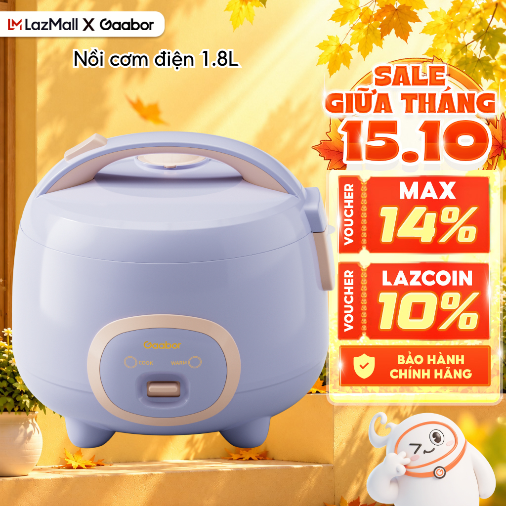 Gaabor Rc-40M04A 1.8L Rice Cooker, 700W Capacity, Non-Stick Inner Pot with Multi-Function Steamer Basket for the Family - 12-Month Warranty