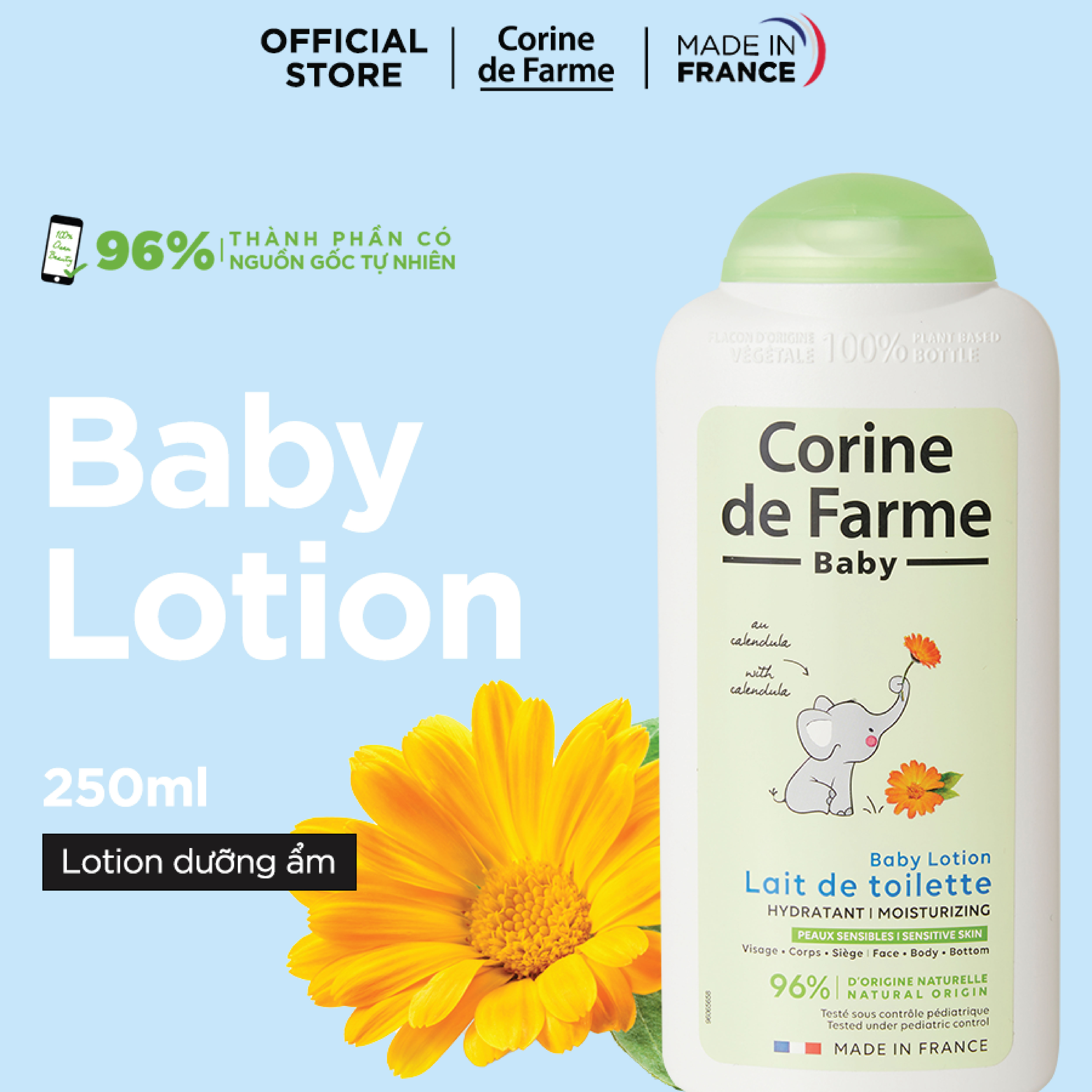 Lotion cho bé Corine de Farme Baby Lotion 250ml