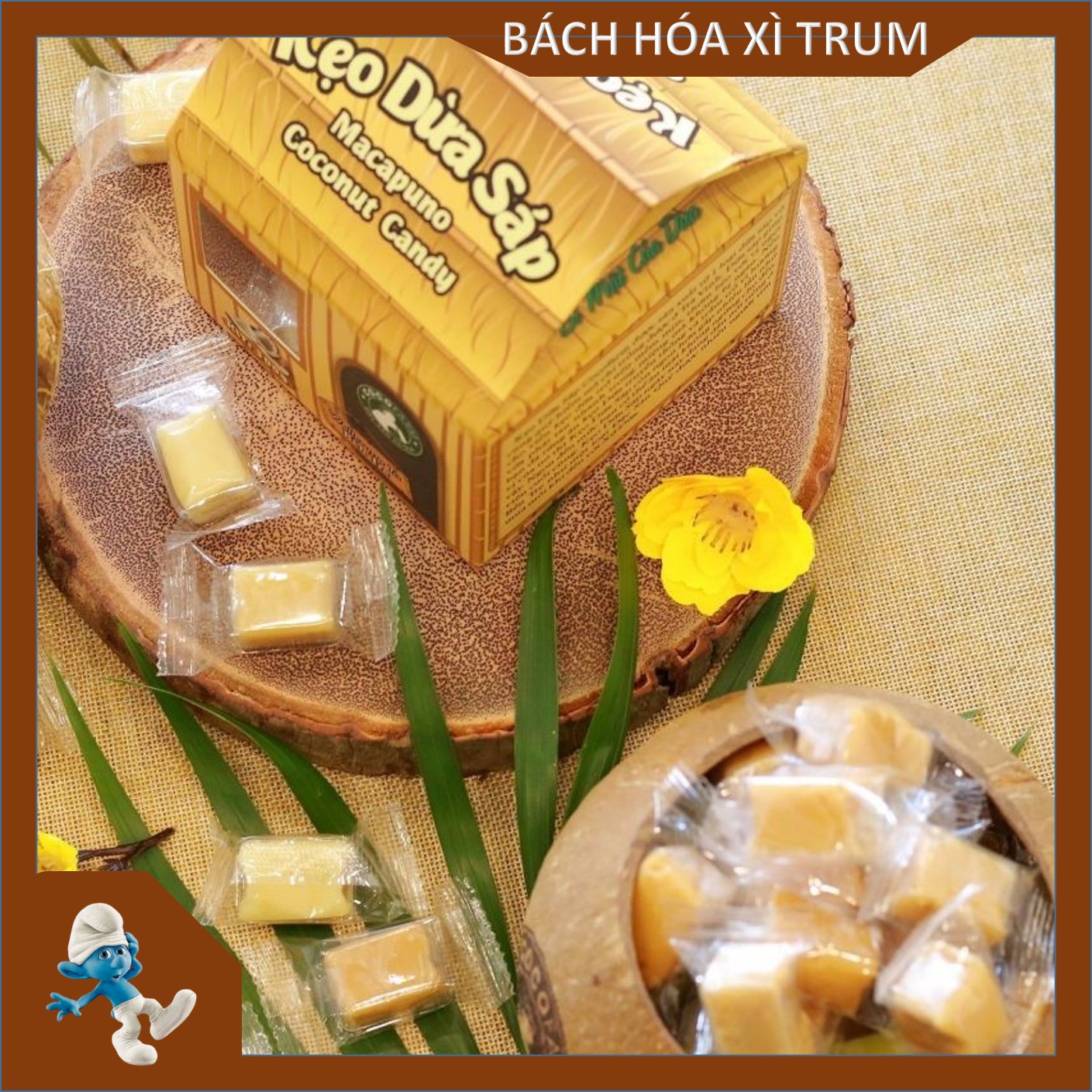 [HCM]Kẹo dừa sáp hộp ngôi nhà miền tây Đặc sản Bến Tre - Hộp 300g