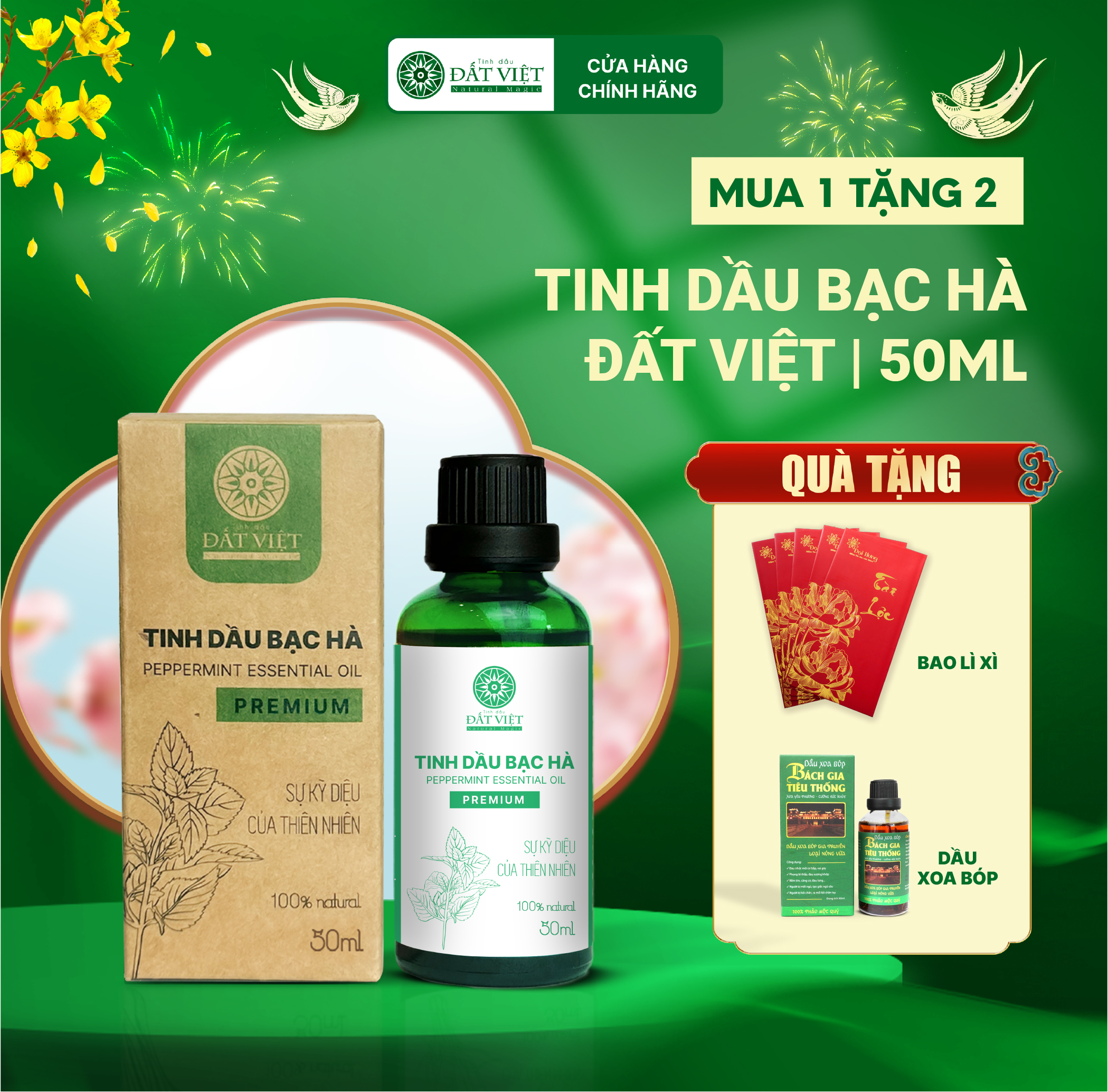 Tinh dầu Bạc Hà Nguyên Chất Đất Việt 100% Organic giúp thư giãn, giảm mệt mỏi