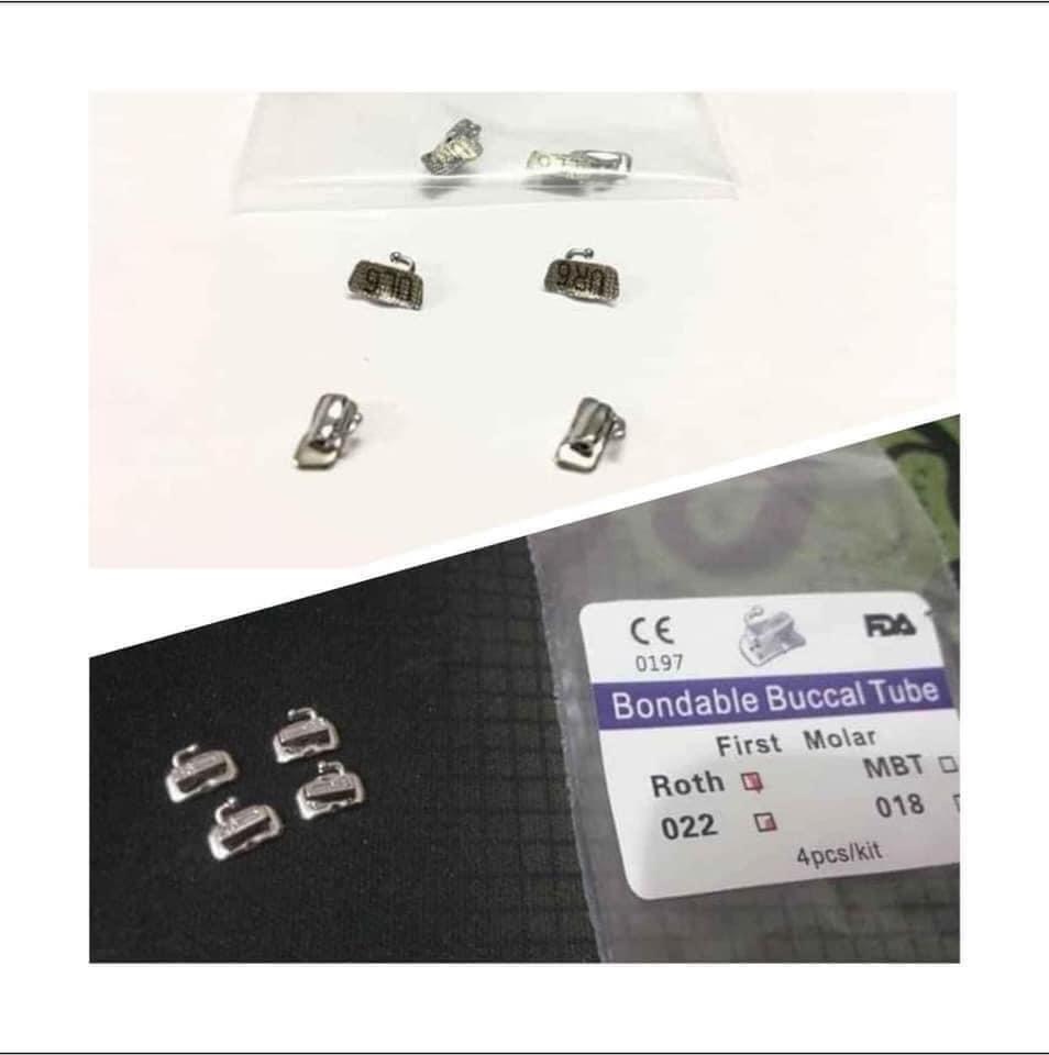 Mắc cài niềng răn kim loại, Răng 6, Răng 7, Mặt đế to, bám tốt, HKT161, Halita, túi 4 cái đủ bộ