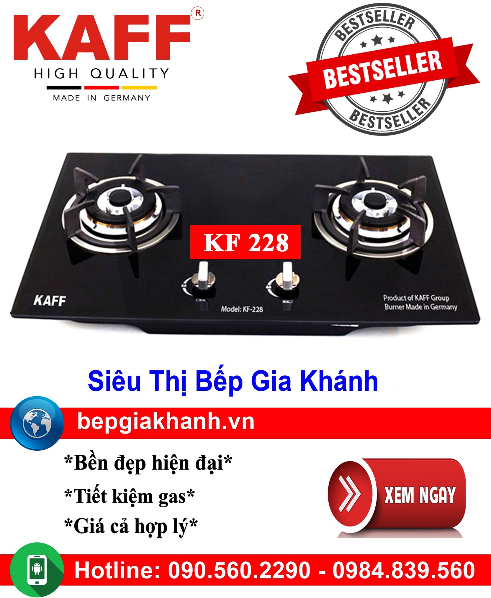 Bếp gas âm Kaff KF 228 bếp gas bếp gas đôi bếp gas đơn bếp gas âm bếp ga bếp ga đôi bếp ga đơn bếp ga âm bep ga bep gas