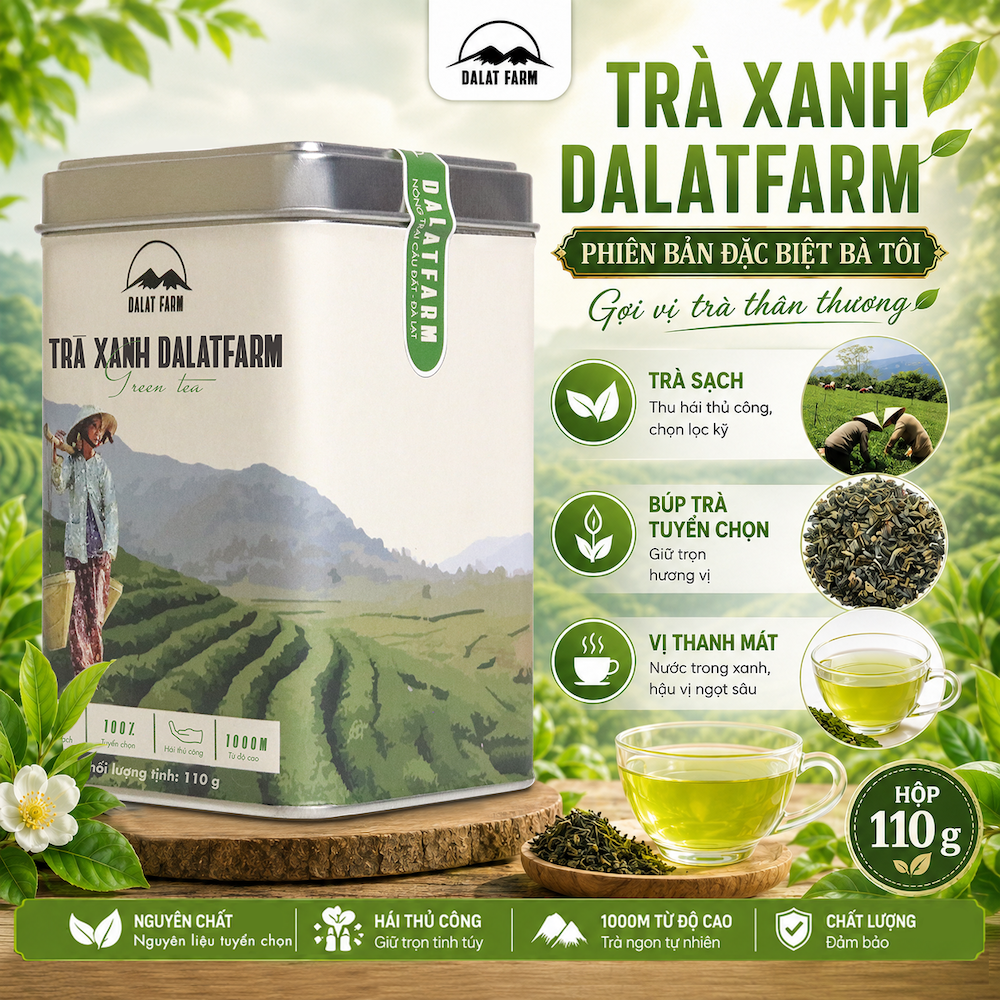 Trà Xanh DalatFarm - Hộp 110 g (phiên bản đặc biệt Bà Tôi)