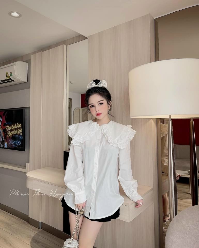 Áo sơ mi viền bèo,sơ mi tiểu thư form rộng chất voan dày dặn,misol boutiques