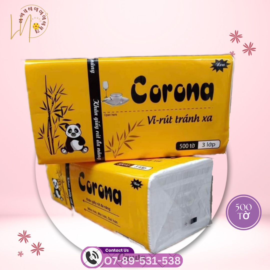 Freeship Giấy Rút Corona 3 lớp 500 Tờ