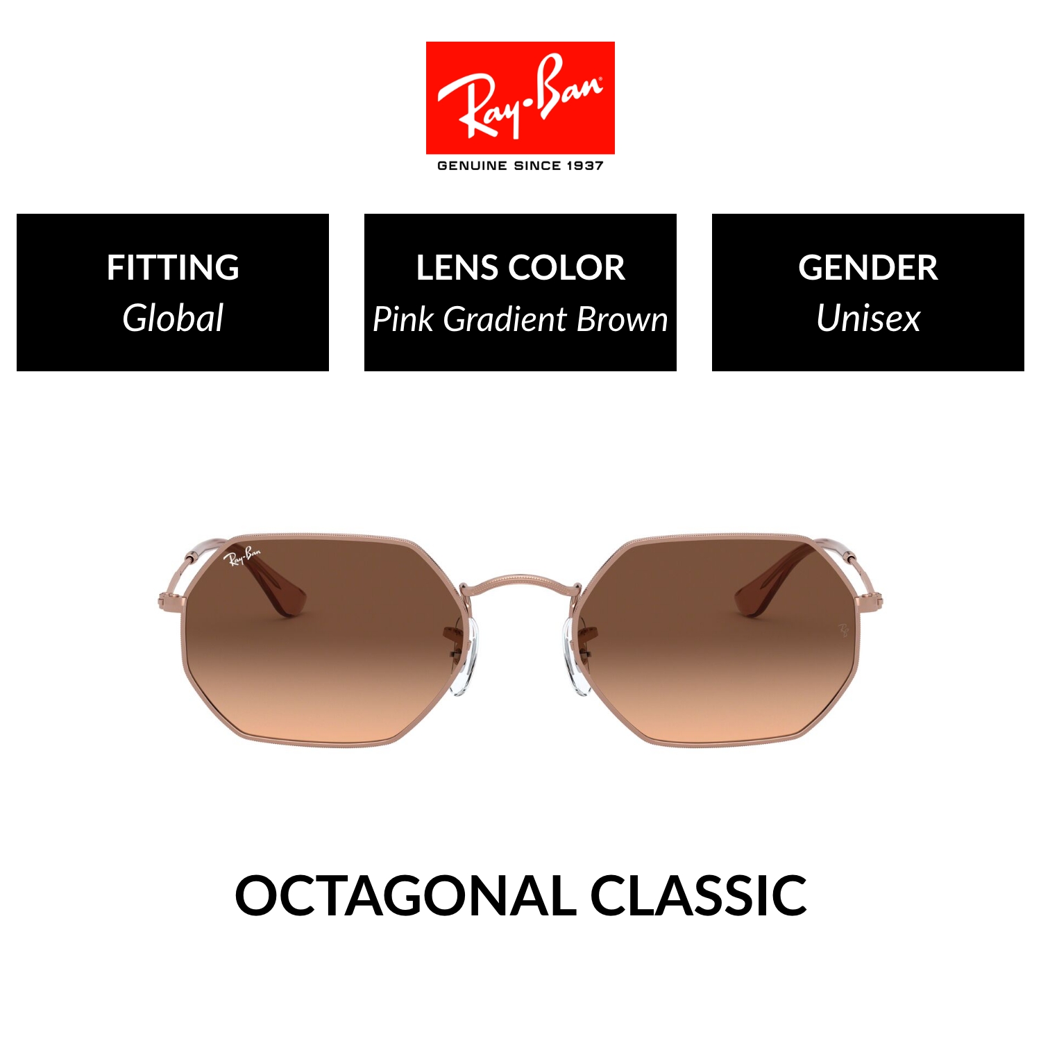 Mắt kính ray-ban octagonal - rb3556n 9069a5 - kính mát size 53