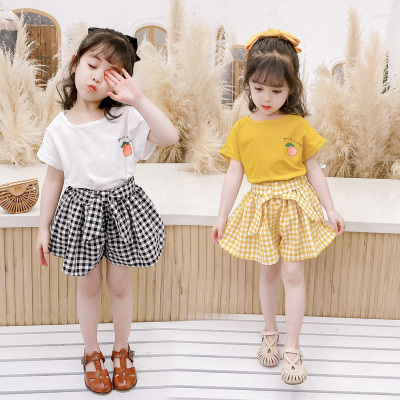 Bộ coton tàu quần kẻ thô mềm cho bé gái (hàng đổ shop)