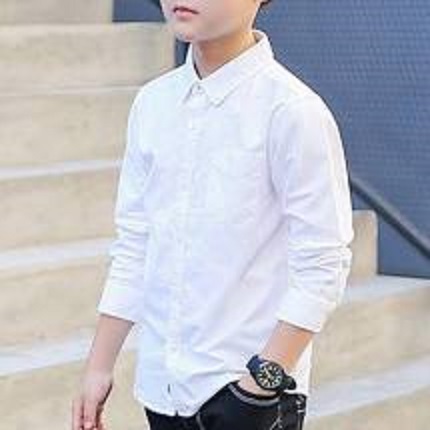 Áo sơ mi bé trai, áo sơ mi học sinh tiểu học tay dài, vải lụa mềm mịn, thoáng mát