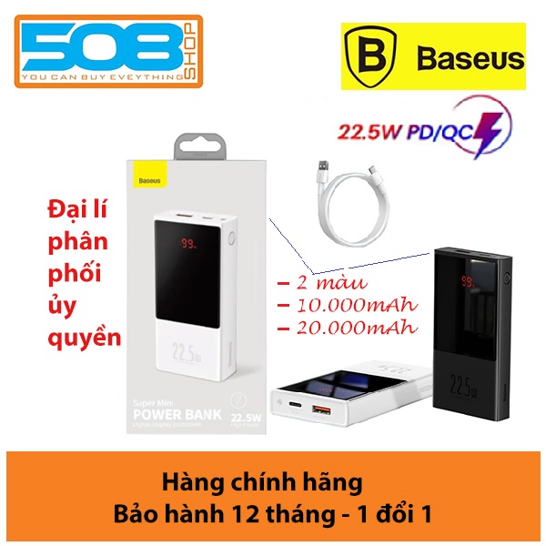 Pin sạc dự phòng 20000mah baseus pin sạc dự phòng sạc nhanh baseus 10000 - 20000mah màn hình led pin sạc dự phòng baseus super mini digital display power bank 10000mah và 20000mah - 22.5w sạc nhanh 3.0 + pd 3.0