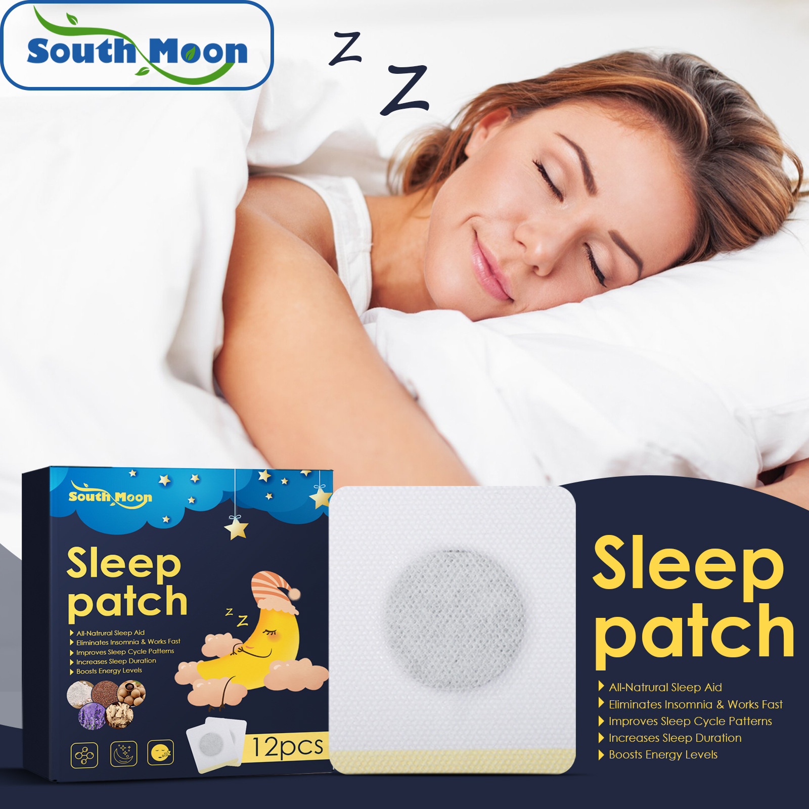 South Moon Sleep Stickers Night Multi-Dream Help Sleep Fast Fall Asleep Sleep Stickers Acupoint Pressure Stimulation Patch