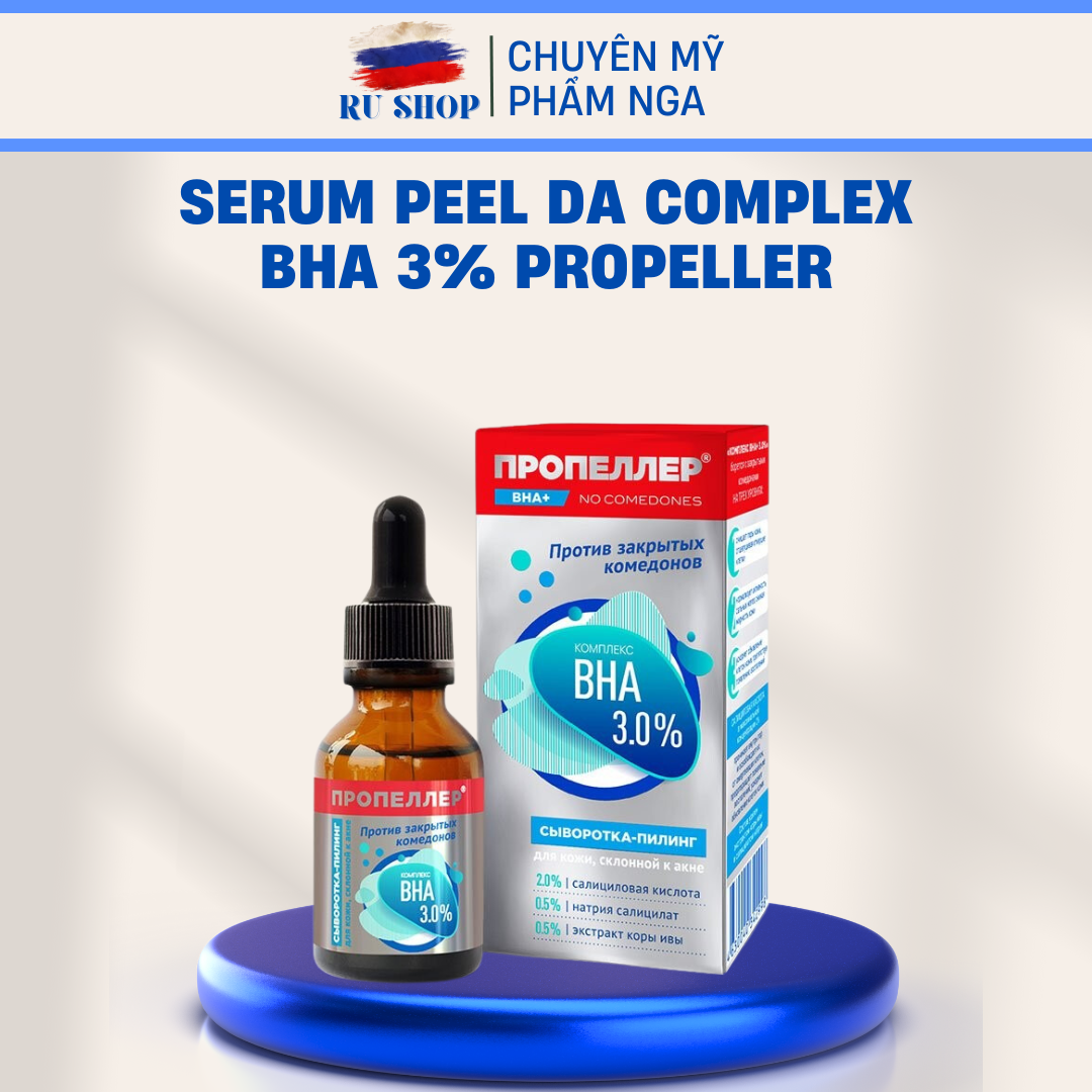 Serum peel da complex bha 3% propeller cho da mụn, giảm mụn, đều màu da, se khít chân lông 25ml