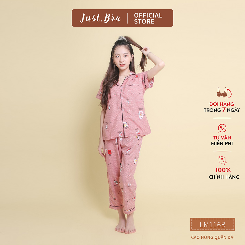 Bộ đồ ngủ Just Bra họa tiết đáng yêu, chất liệu mát mịn, phù hợp cho mùa hè LM116