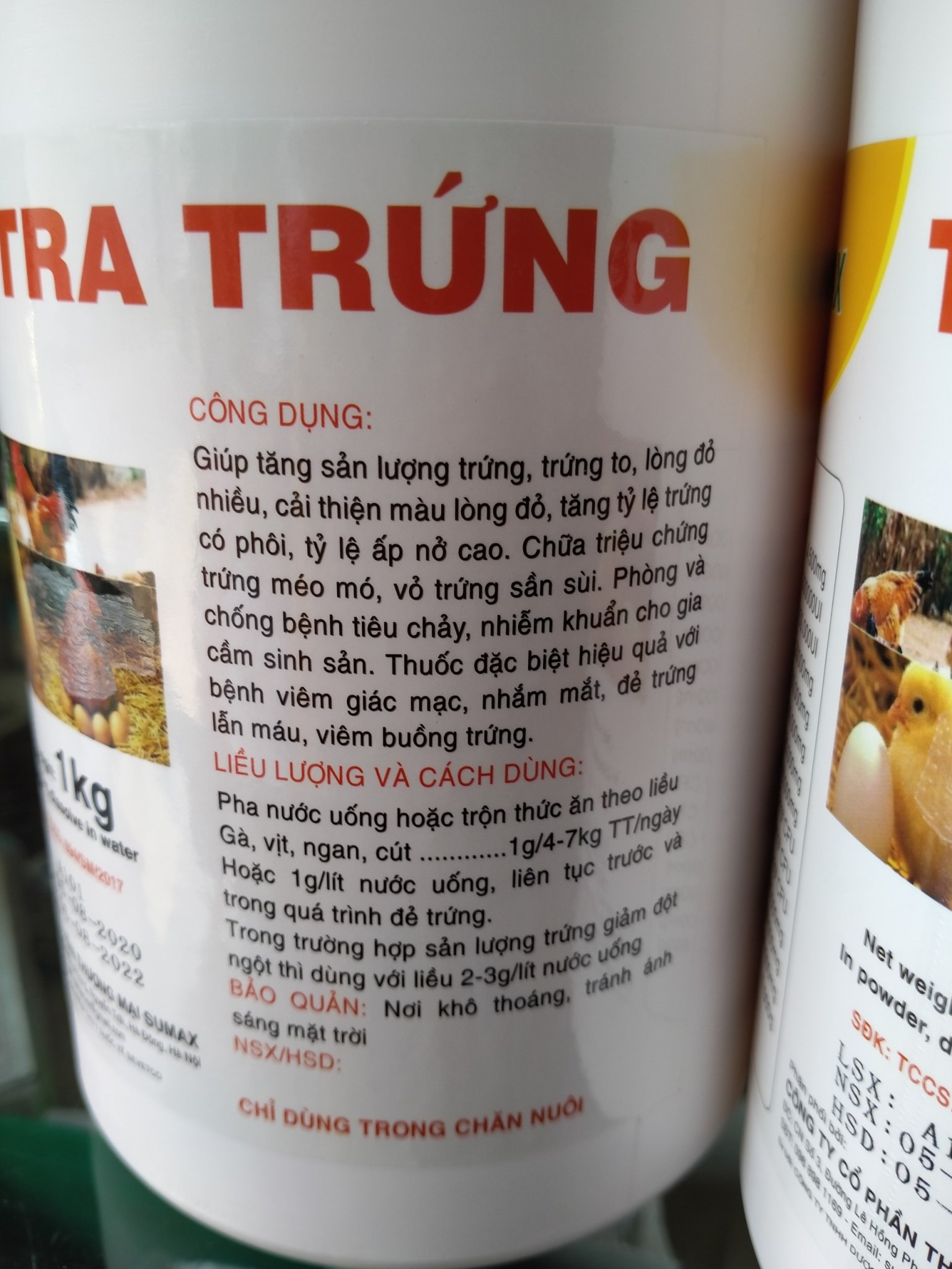 TETRA TRỨNG 1KG/hộp, CHŨA HIỆN TƯỢNG TRỨNG MỎNG VỎ, SẦN SÙI, MÉO MÓ, ÍT LÒNG ĐỎ CHO GÀ, VỊT
