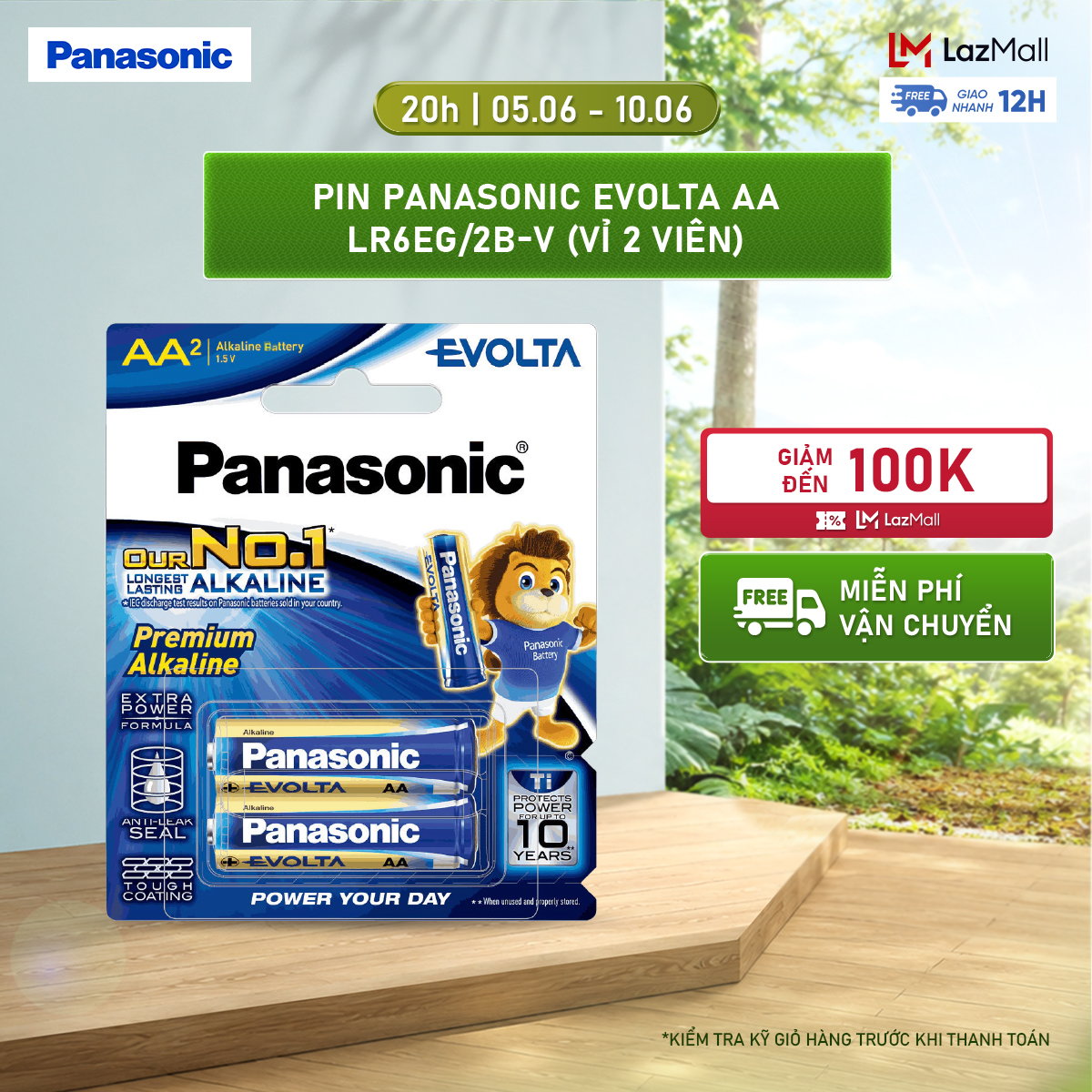 Vỉ 2 viên Pin Panasonic Evolta AA LR6EG/2B-V – Hàng Chính Hãng