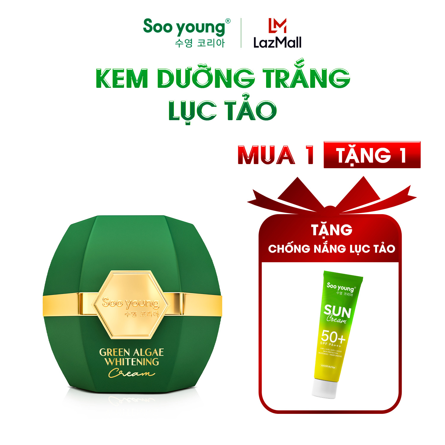 Kem face lục tảo sooyoung korea dưỡng trắng da 30gr