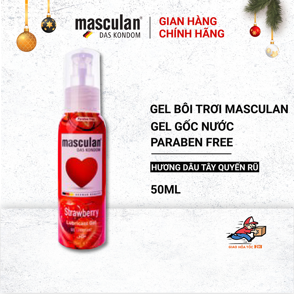Gel bôi trơn cao cấp Masculan Strawberry - Hương dâu tây ngọt ngào - Gốc nước - Không chất bảo quản - An toàn - 75ml - date 5/2023