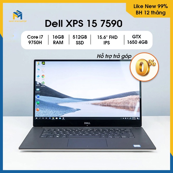 Laptop dell xps 15 7590 core i7 - 9750h | ram 16g | ssd 512gb | 15.6" fhd | gtx 1650 4gb | like new 99%