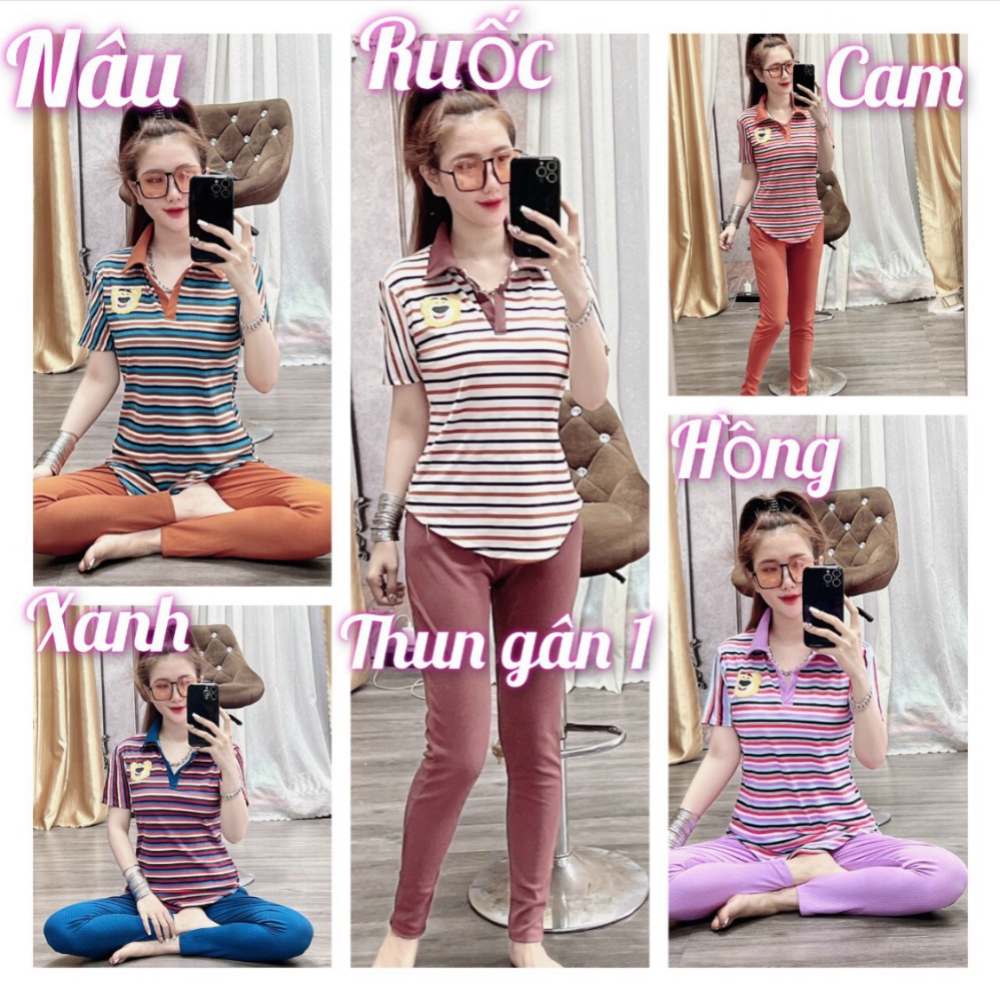 Hcm set đồ bộ thun gân logo thêu phối viền-hàng y hình