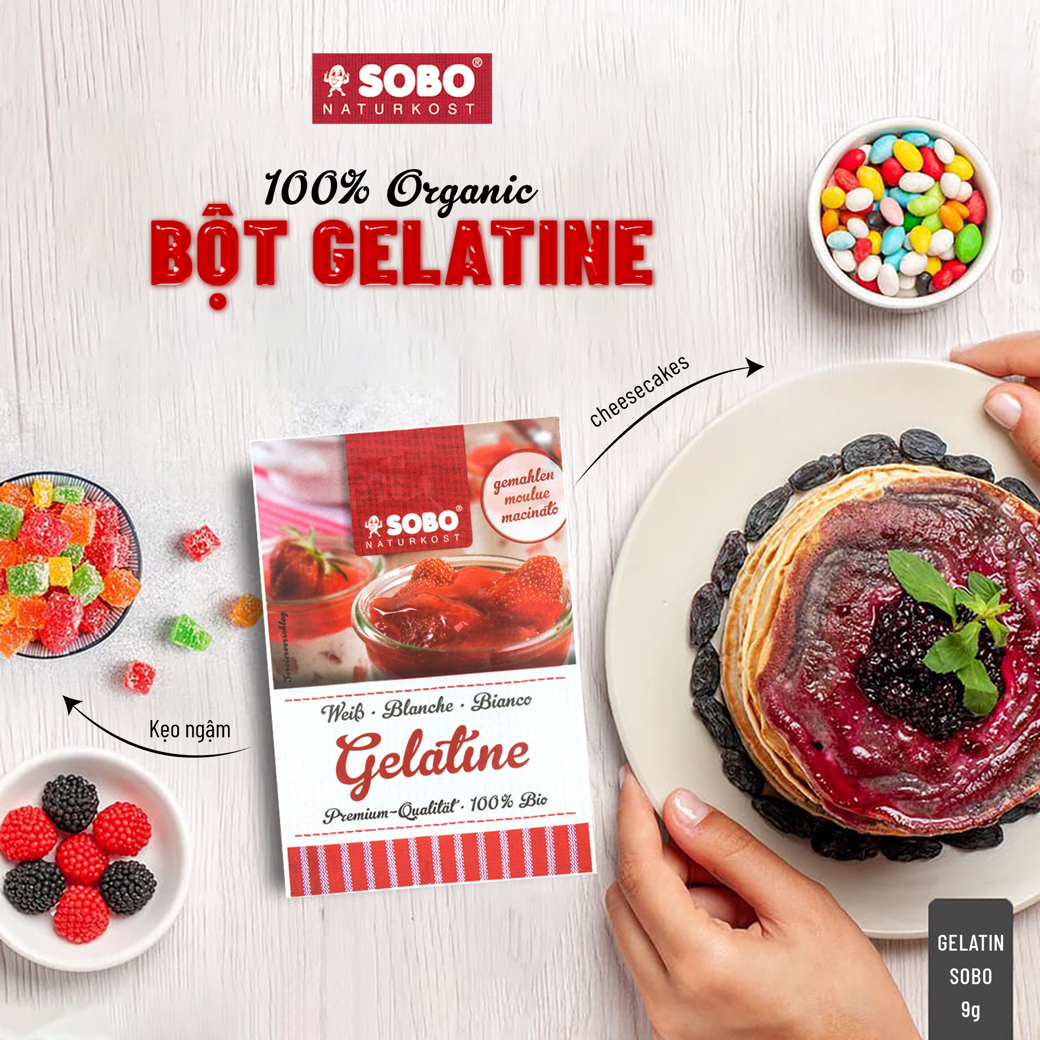 Gelatine hữu cơ dạng bột/dạng lá Sobo