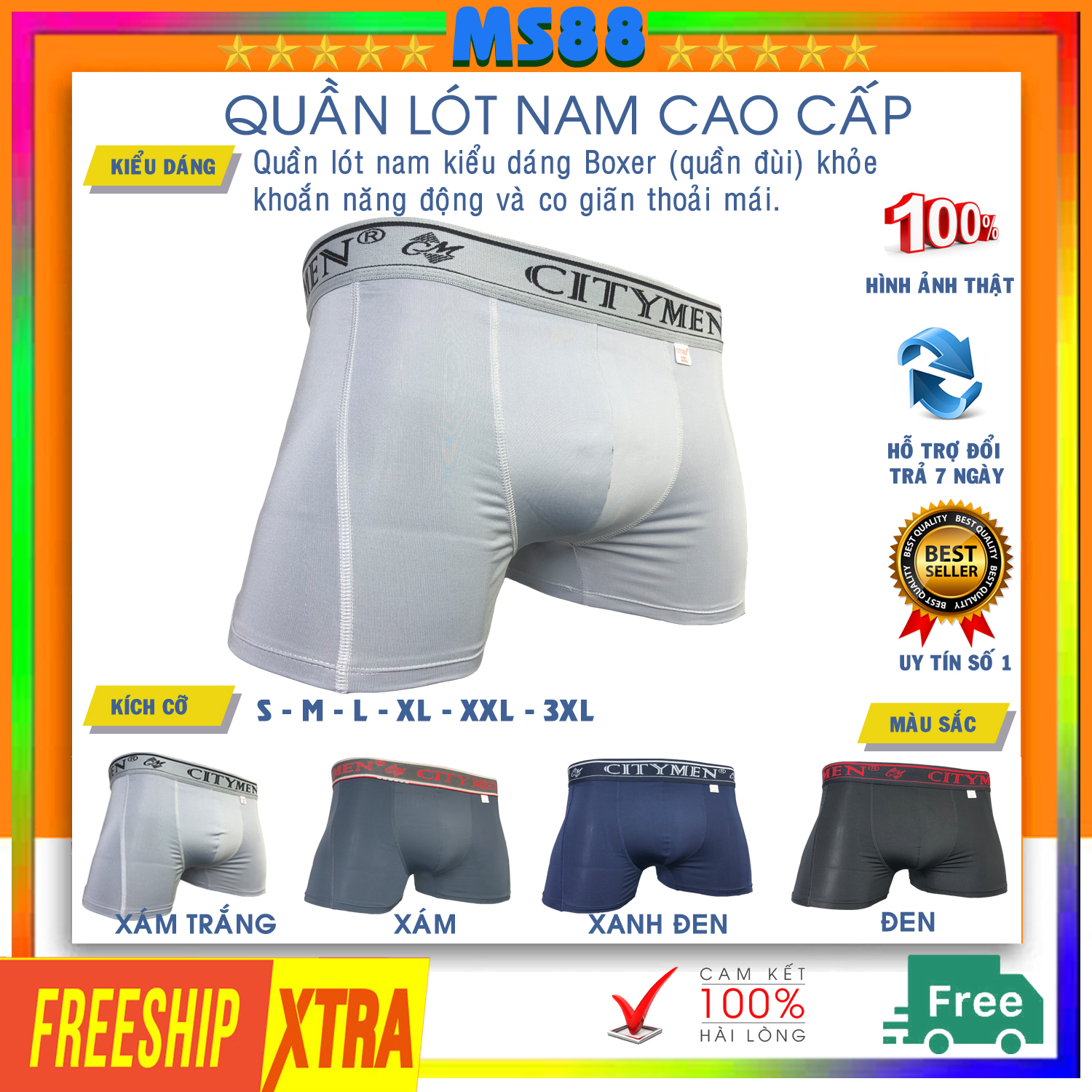 Quần sịp nam đùi Boxer cao cấp thun lạnh quần lót đùi nam có size lớn to cho người mập big size