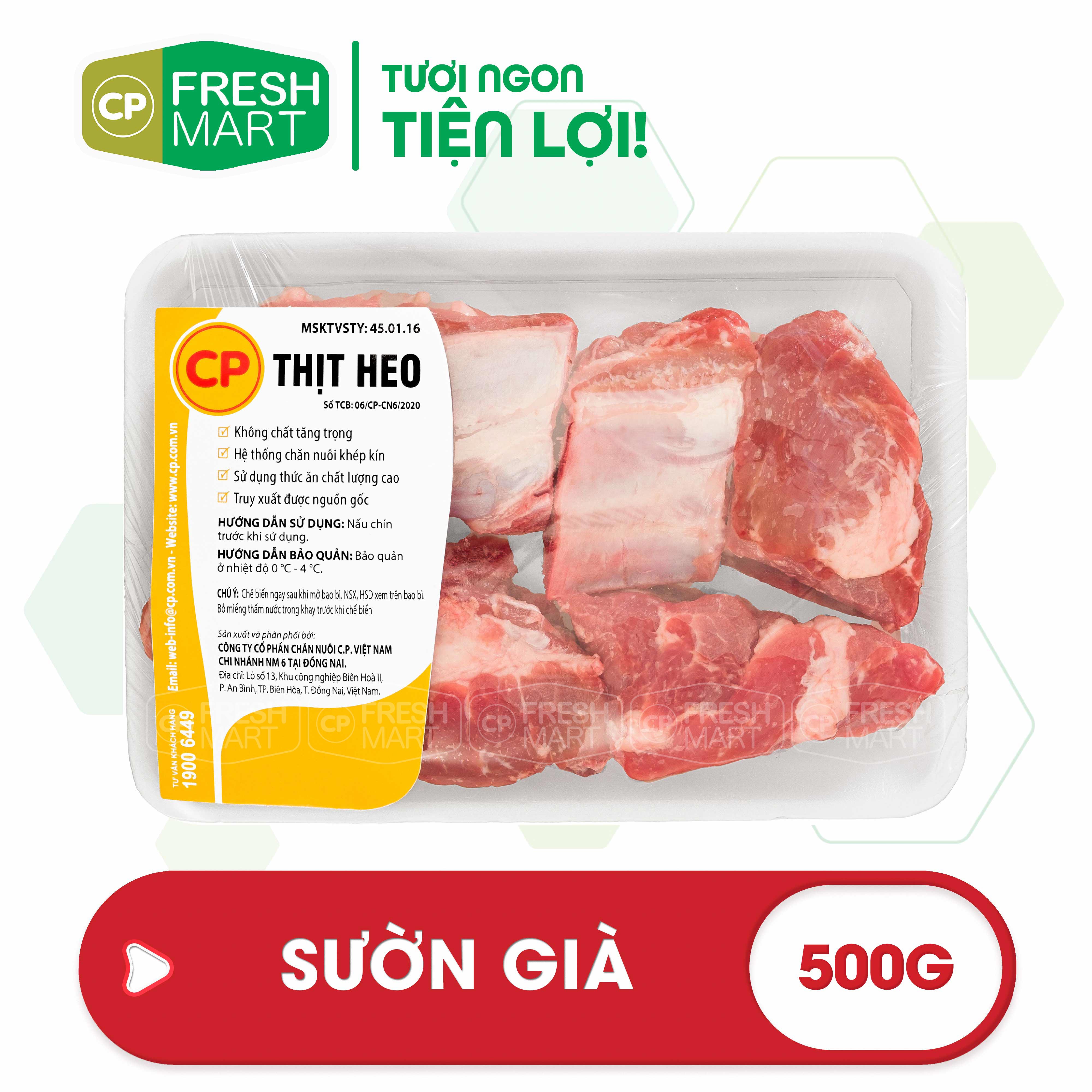 Sườn già heo cp 500g - thịt heo cp foods - tươi ngon tiện lợi - cp fresh mart