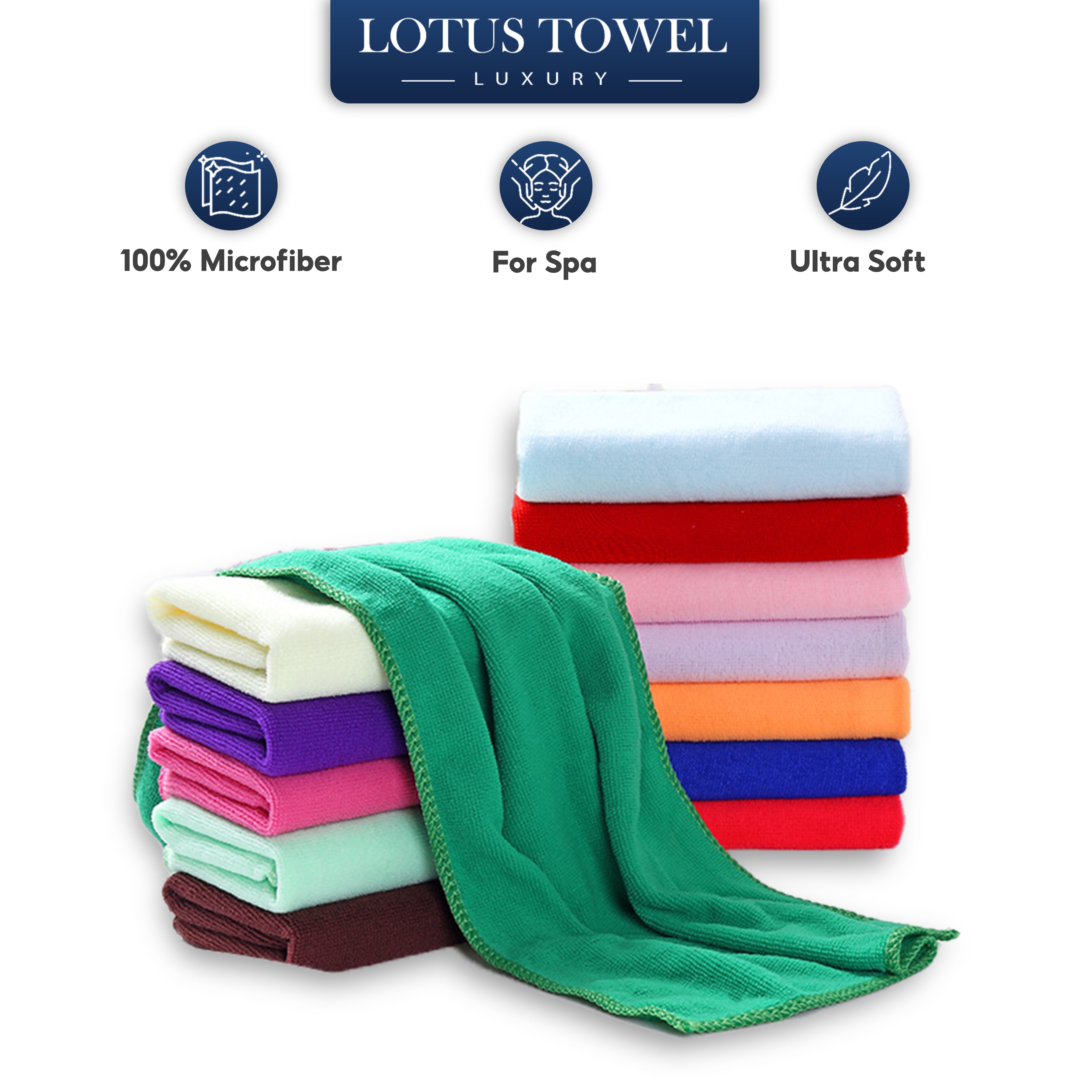 Khăn tắm, gội, lau mặt spa lotus 100% microfiber mềm mịn, thấm hút không phai màu
