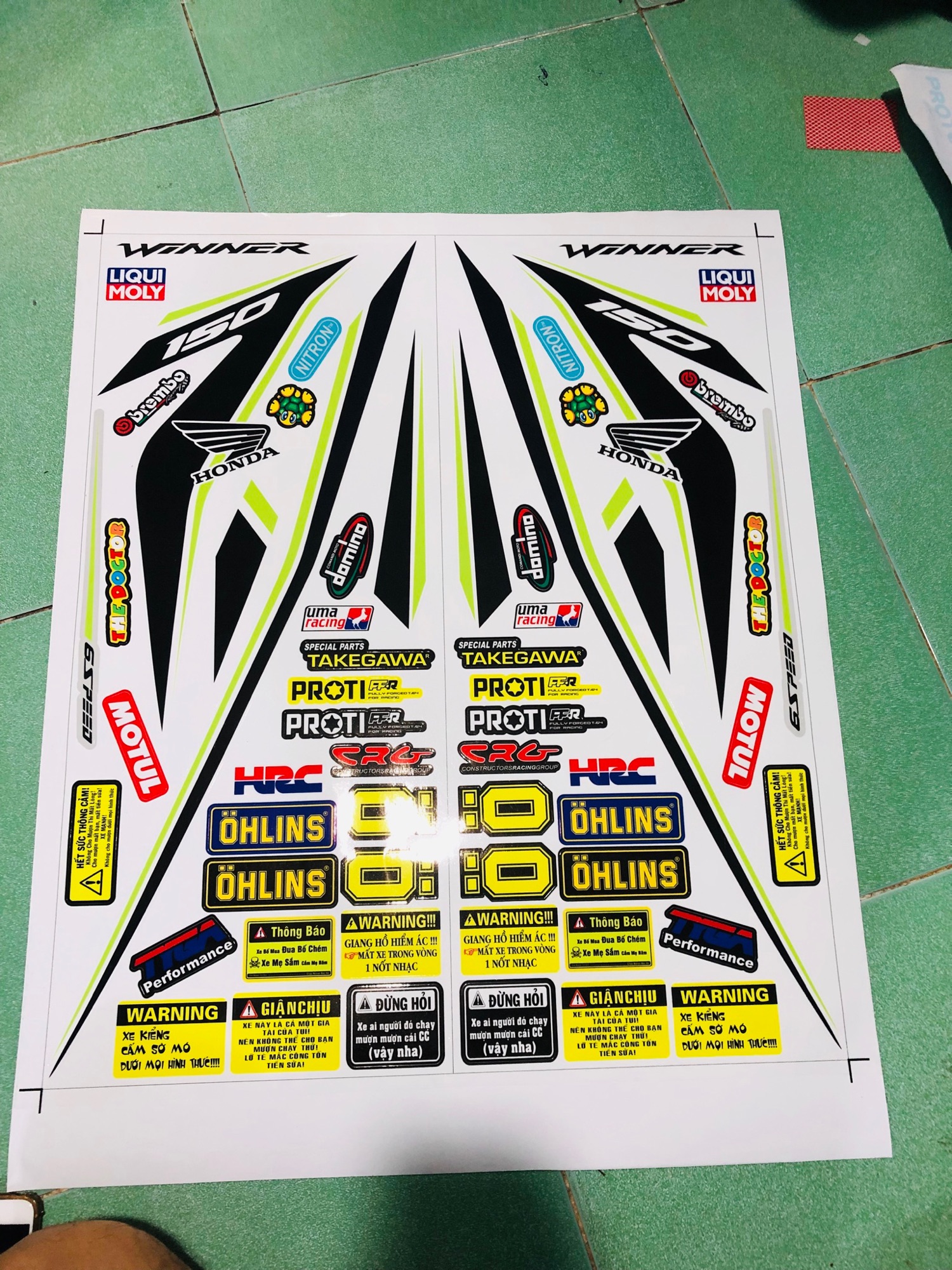 Tem rời honda winner 150 dán xe trắng