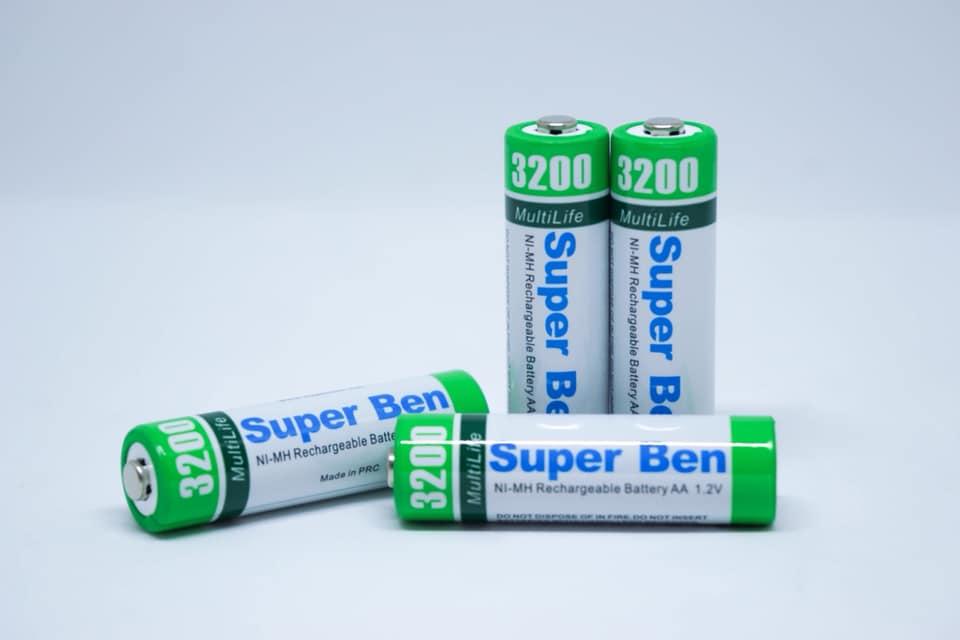 Pin sạc aa super ben 3200mah - vỉ 4 viên