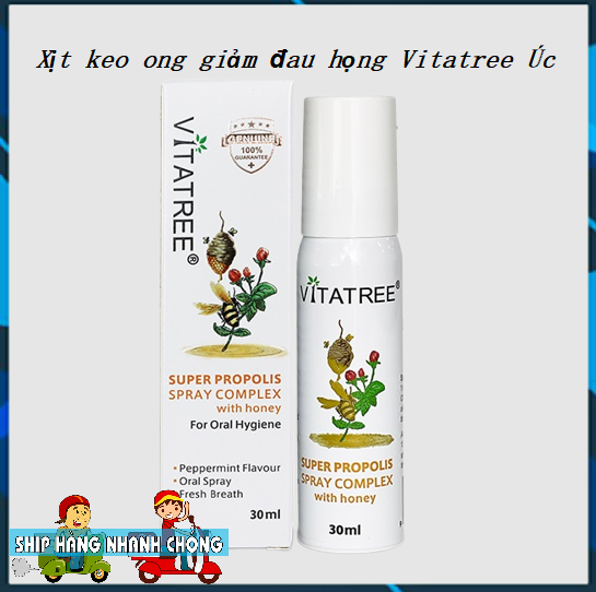 Xịt Keo Ong Giảm Đau Họng Cho Bé Vitatree Úc Chai 30ml